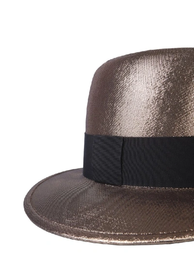 Shop Saint Laurent Wide Brim Trilby Hat In Gold