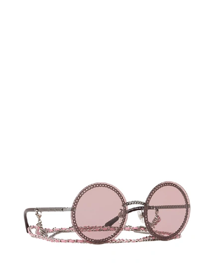 Pre-owned Chanel Round Frame Chain Sunglasses In Multi