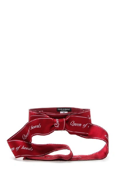 Shop Dolce & Gabbana Queen Of Hearts Bow Belt In Red