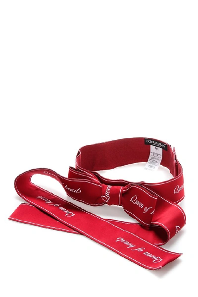 Shop Dolce & Gabbana Queen Of Hearts Bow Belt In Red