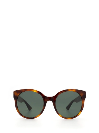 Shop Gucci Eyewear Round Frame Sunglasses In Brown