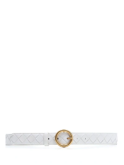 Shop Bottega Veneta Intrecciato Belt In White