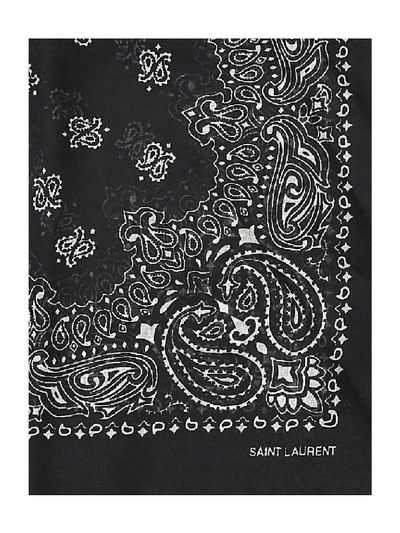 Shop Saint Laurent Printed Bandana Scarf In Black