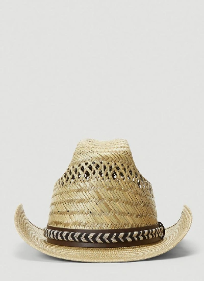 Shop Saint Laurent Straw Cowboy Hat In Beige