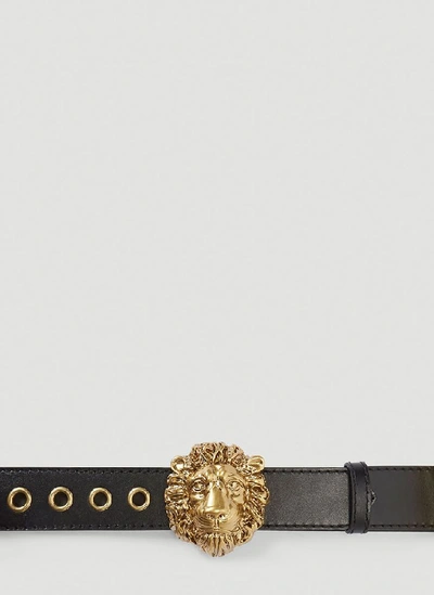 Shop Gucci Lion Buckle Belt In Black