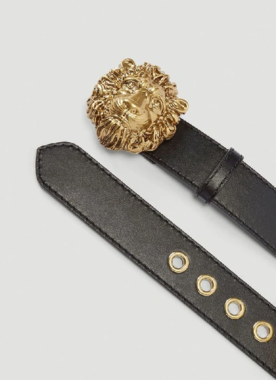 Shop Gucci Lion Buckle Belt In Black