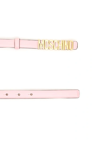 Shop Moschino Logo Buckle Belt In Pink