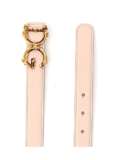 Shop Dolce & Gabbana Baroque Logo Buckle Belt In Pink