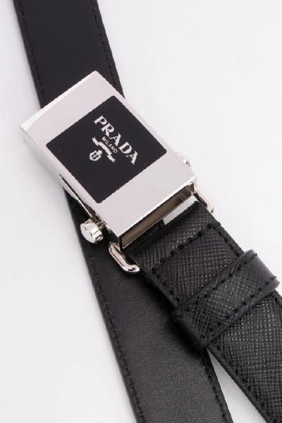 Shop Prada Logo Clasp Belt In Black