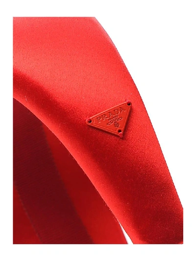 Shop Prada Logo Plaque Headband In Red