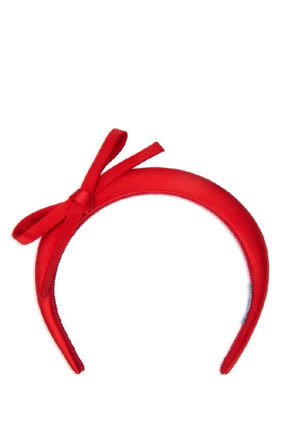 Shop Prada Bow Trim Headband In Red