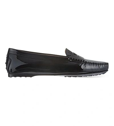 Shop Tod's Gomma Patent Leather Moccasins In Black