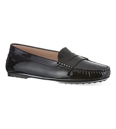 Shop Tod's Gomma Patent Leather Moccasins In Black