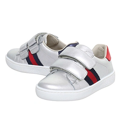 Shop Gucci New Ace Vl Metallic-leather Trainers 1-5 Years