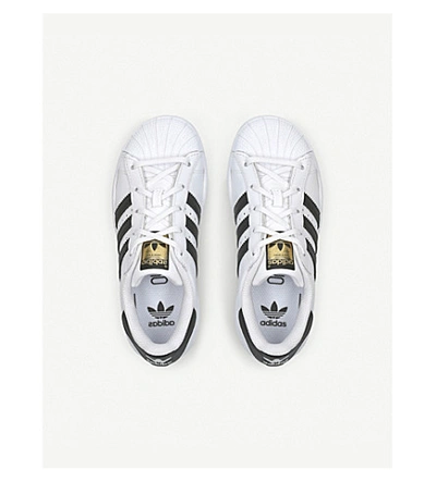 Shop Adidas Originals Superstar Leather Trainers 4-9 Years In White/blk