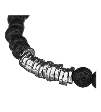 Shop Tateossian Silver Disc Beaded Bracelet In Black