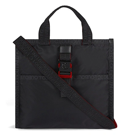 Shop Christian Louboutin Loubiclic Tote Nylon/calf Emp/cl Strap In Black/black/black