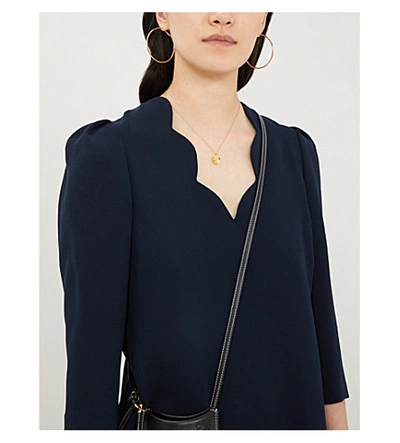 Claudie Pierlot Riva Scalloped-edge Crepe Dress In Navy | ModeSens