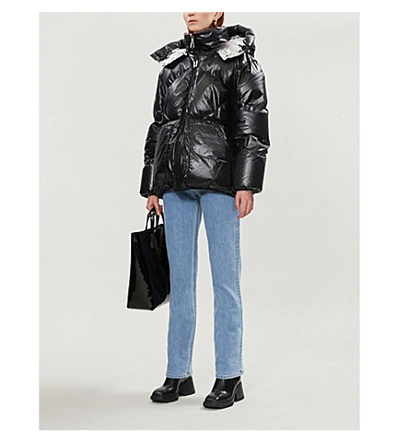 Shop Sandro Puffer Padded Shell Jacket In Black Silver