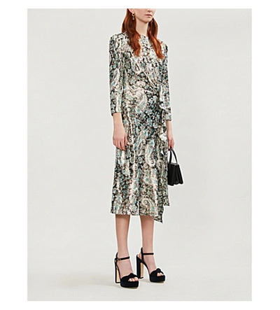Shop Sandro Paisley-print Metallic Woven Midi Dress In Multi Color