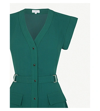 Shop Claudie Pierlot Tie-belt Crepe Midi Dress In Green
