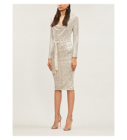 lavish alice sequin embellished midi dress