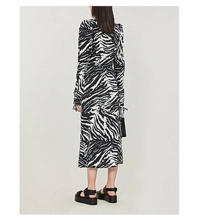 Shop Topshop Zebra-print Crepe Midi Dress