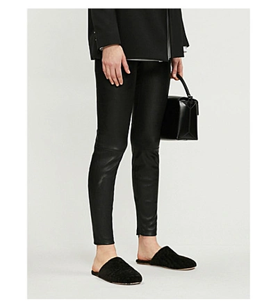 Shop Vince Zipped-detail Stretch-leather Leggings In Black