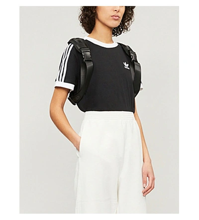 Shop Adidas Originals Striped Cotton-jersey T-shirt In Black