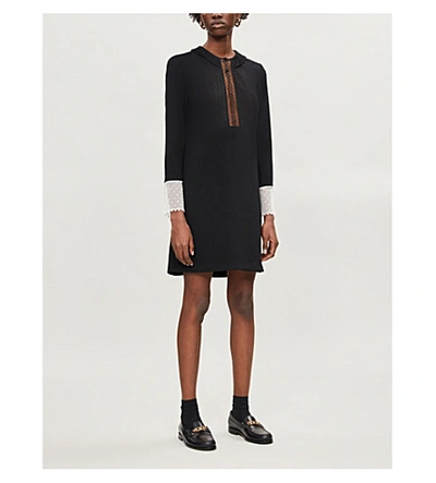 Shop Sandro Jolyne Cotton-blend Mini Dress In Black