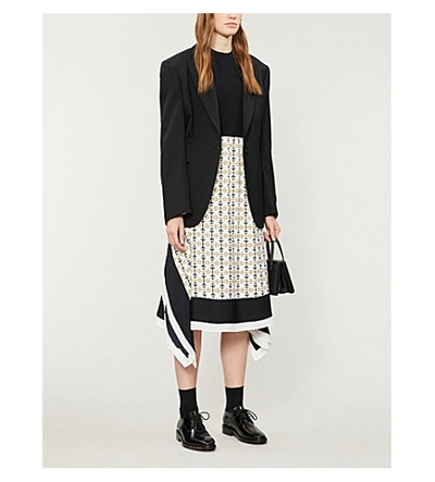 Shop Maje Rosy Woven Midi Dress In White+++black