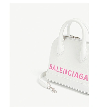 Shop Balenciaga Ville Xxs Leather Shoulder Bag In White/fuschia