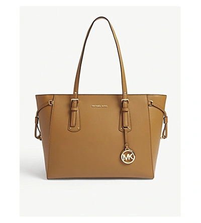 Shop Michael Michael Kors Voyager Leather Tote Bag In Berry