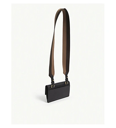 Shop Fendi Flat Baguette Mini Leather Bag In Black