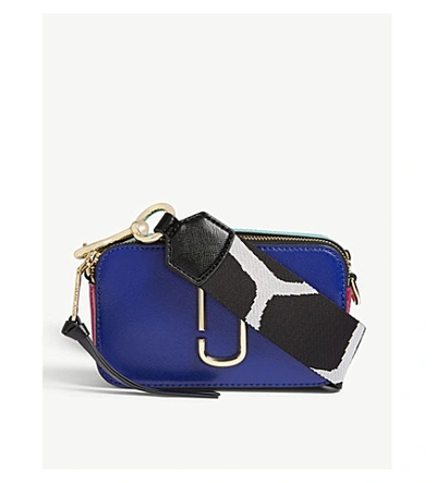 Shop Marc Jacobs Snapshot Leather Cross-body Bag In Silver+multi
