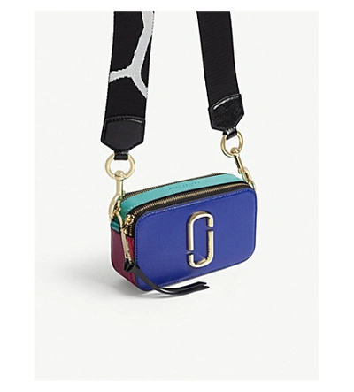 Shop Marc Jacobs Snapshot Leather Cross-body Bag In Silver+multi