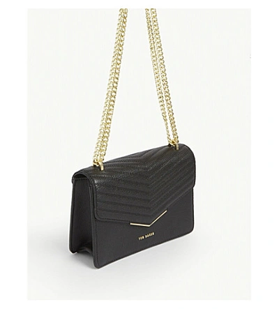 Shop Ted Baker Beckeey Leather Cross-body Bag In Black