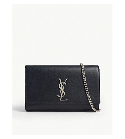 Shop Saint Laurent Kate Monogram Leather Shoulder Bag In Marine Dk