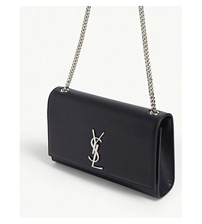 Shop Saint Laurent Kate Monogram Leather Shoulder Bag In Marine Dk