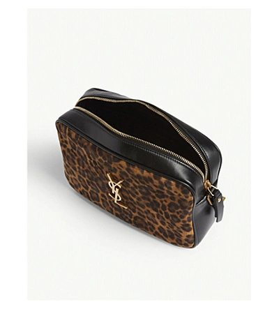 Shop Saint Laurent Lou Leopard Spot Leather Camera Bag In Leopard Bronze