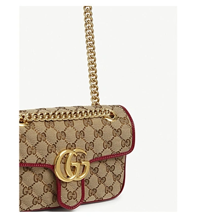 Shop Gucci Gg Marmont Small Shoulder Bag In Beige Ebony Black