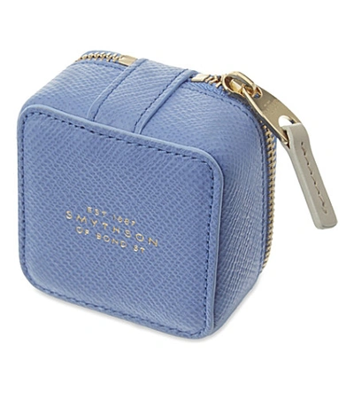 Shop Smythson Panama Small Leather Trinket Case In Blue