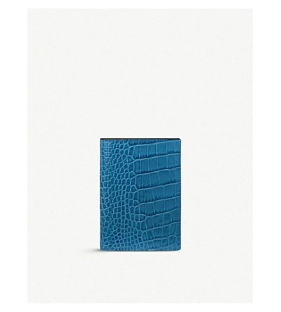 Shop Smythson Mara Croc-embossed Leather Passport Cover
