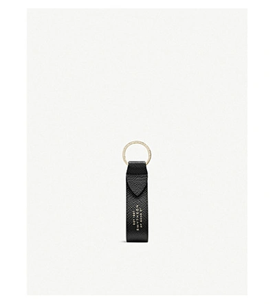 Shop Smythson Panama Crossgrain Calfskin-leather Split-ring Keyring