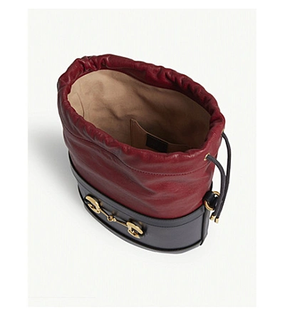 Shop Gucci Morsetto Horsebit Leather Bucket Bag In Blue Red