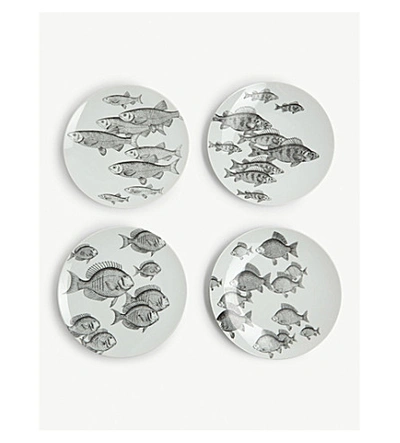 Fornasetti Fish Print Ceramic Plates Set Of Six
