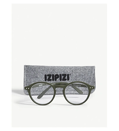 Shop Izipizi Letmesee #d Kaki Round-frame Reading Glasses +1.50
