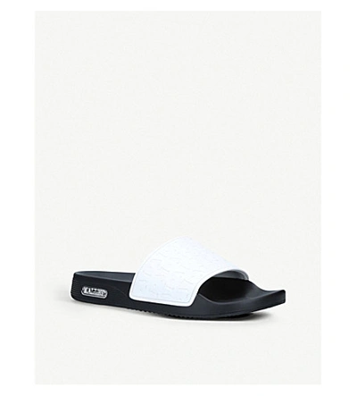 Shop Mallet Logo-embossed Rubber Sliders In White/blk