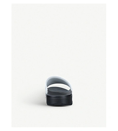 Shop Mallet Logo-embossed Rubber Sliders In White/blk