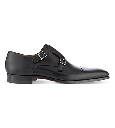 Shop Magnanni Double Monk Shoes In Black